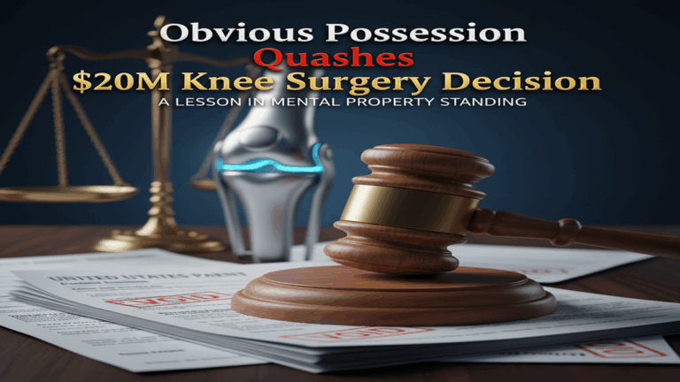 Obvious Possession Quashes $20M Knee Surgery Decision: A Lesson in Mental Property Standing